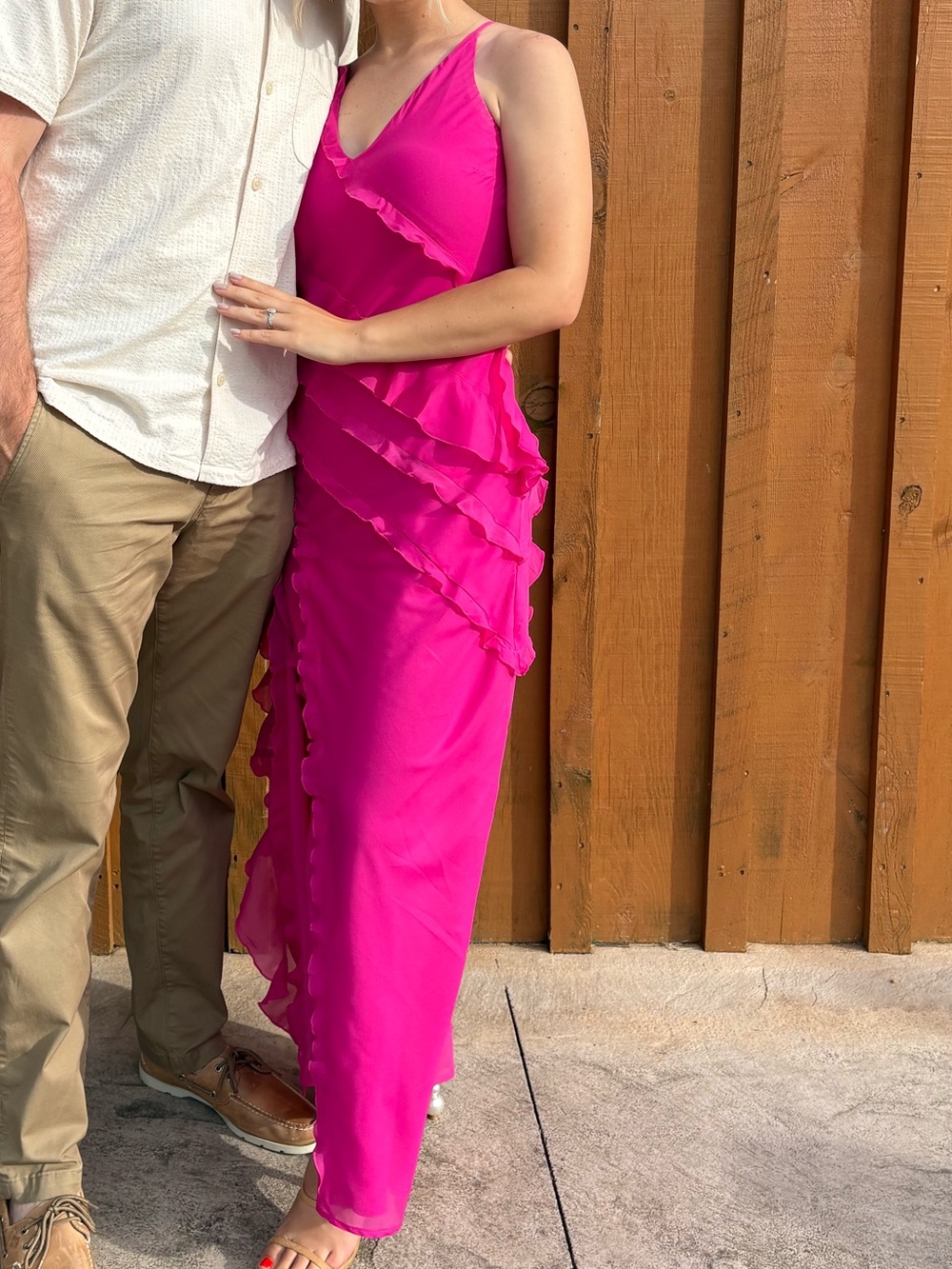 Abercrombie & Fitch Fuchsia Ruffle Slip Dress